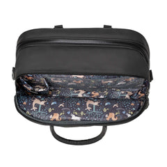 Bizzi Growin Baby Travel Crib Changing Bag - POD® (Vegan Leather - Anthracite Black) - showing the bag`s colourful interior