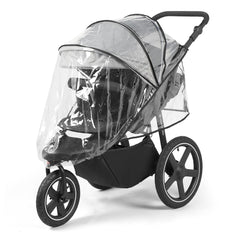 Ickle Bubba Venus Max Jogger Stroller (Space Grey/Black) - showing the stroller wearing its raincover
