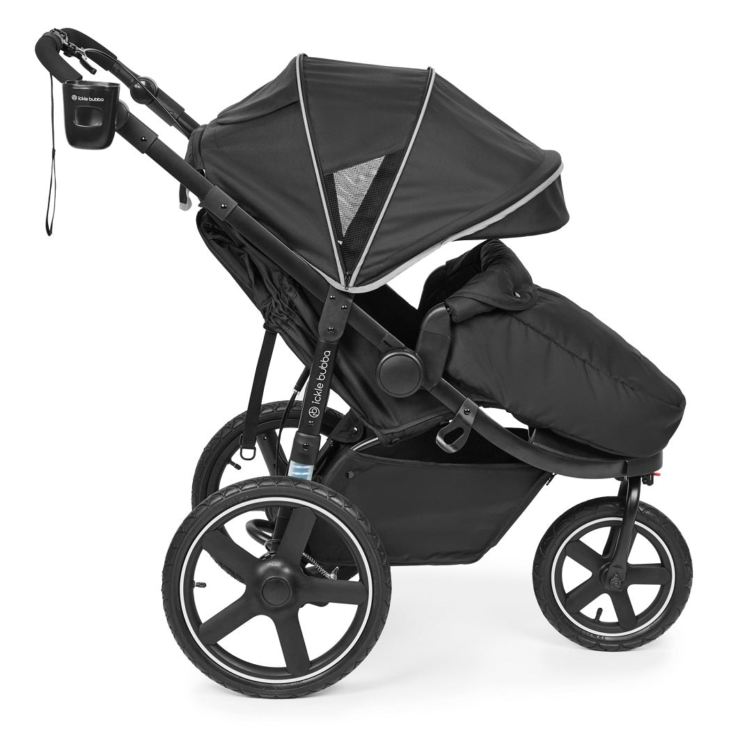 Ickle Bubba Venus Jogger Pro Prime - Midnight - with cup holder, foot warmer and hood extended