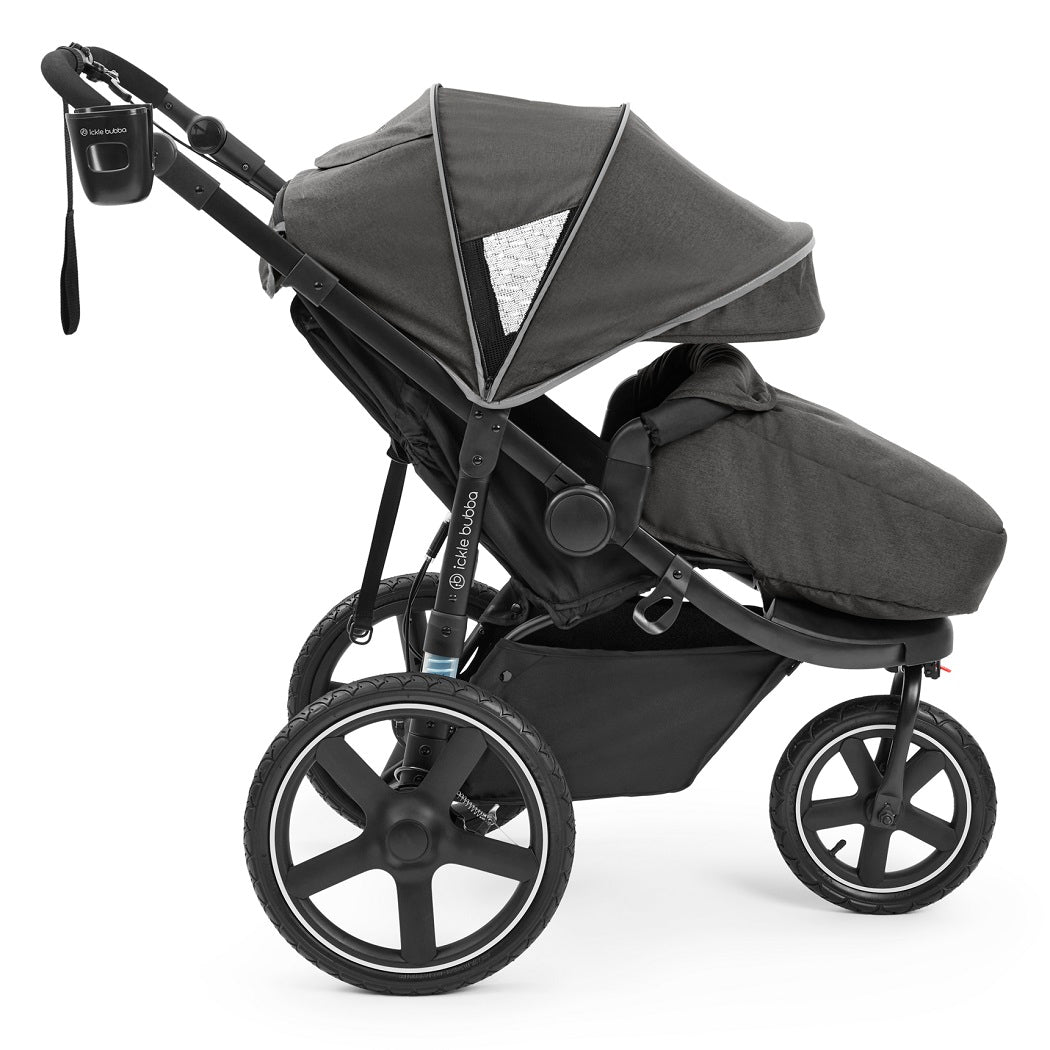 Ickle Bubba Venus Jogger Pro Prime - Charcoal Grey - with cup holder, foot warmer and hood extended