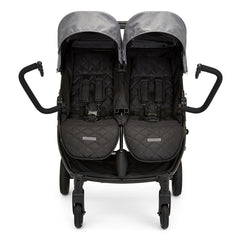 Ickle Bubba VENUS MAX Double Stroller (Black/Space Grey/Black) - showing the stroller`s gate-opening bumper bars