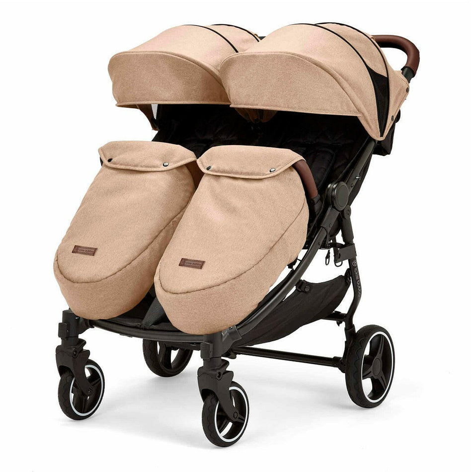 Ickle Bubba VENUS MAX Double Stroller - Black/Biscuit/Tan