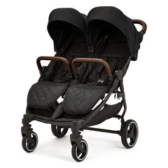 Ickle Bubba VENUS MAX Double Stroller (Black/Black/Tan) - showing the stroller without its footwarmers