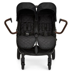 Ickle Bubba VENUS MAX Double Stroller (Black/Black/Tan) - showing the stroller`s gate-opening bumper bars