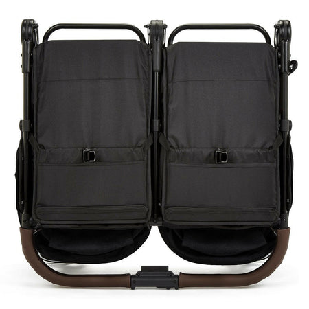 Ickle Bubba VENUS MAX Double Stroller (Black/Black/Tan) - showing the stroller folded