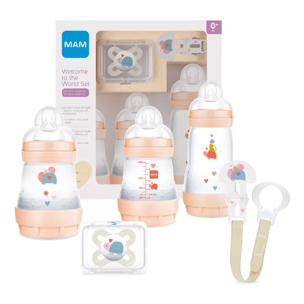 MAM Welcome to the World Set (Peach) Includes Anti-Colic Bottles
