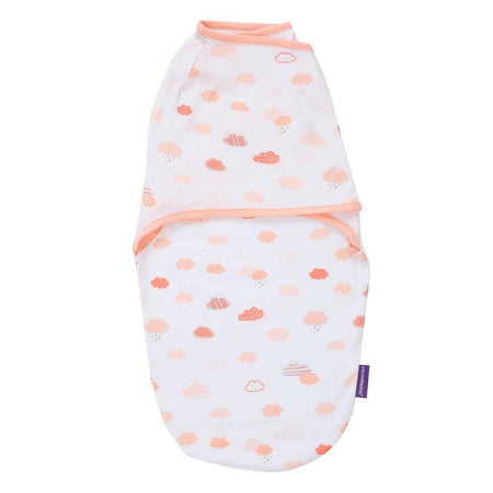 Clevamama Baby Swaddle to Sleep Wrap (Coral Clouds)