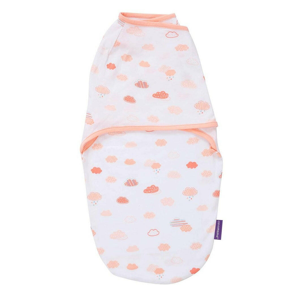 Clevamama Baby Swaddle to Sleep Wrap (Coral Clouds)
