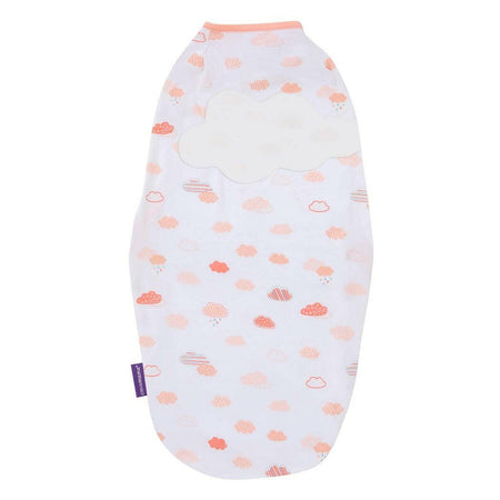 Clevamama Baby Swaddle to Sleep Wrap (Coral Clouds) - showing the reverse side