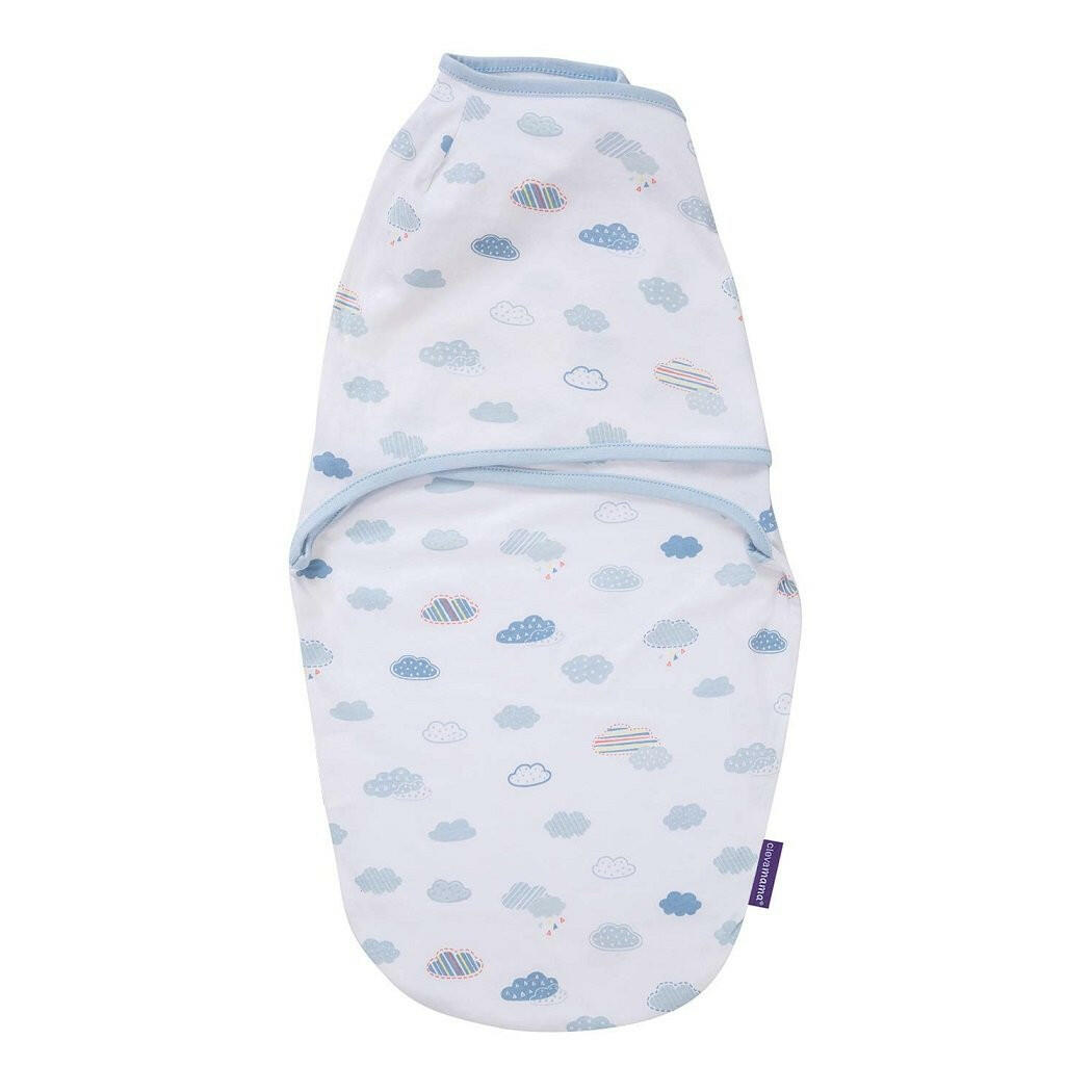 Clevamama Baby Swaddle to Sleep Wrap (Blue Clouds) 