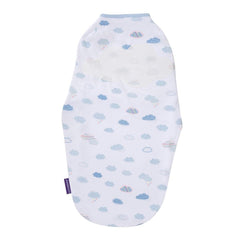 Clevamama Baby Swaddle to Sleep Wrap (Blue Clouds) - showing the reverse side
