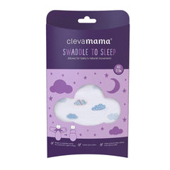 Clevamama Baby Swaddle to Sleep Wrap (Blue Clouds) - shown here in its packaging