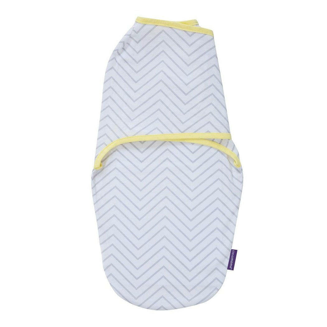 Clevamama Baby Swaddle to Sleep Wrap (White Chevron)