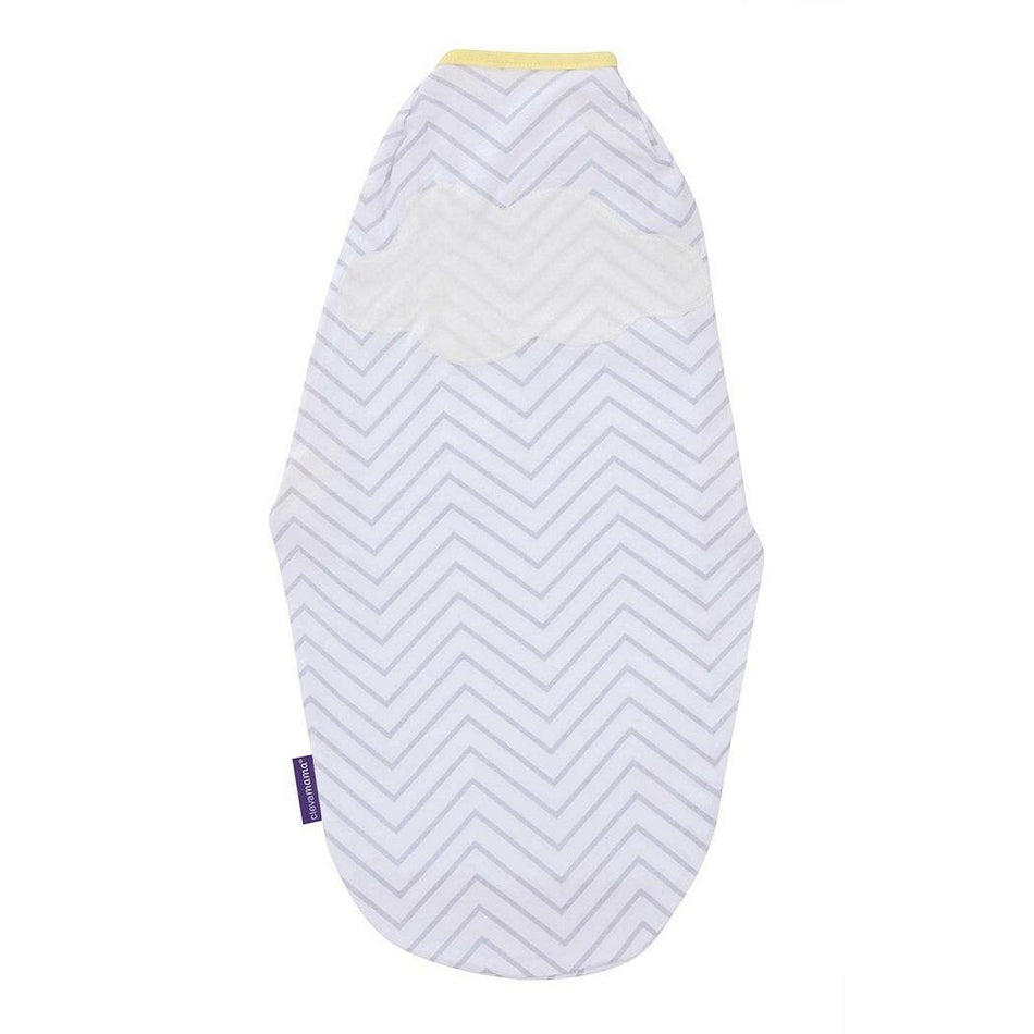 Clevamama Baby Swaddle to Sleep Wrap (White Chevron) - showing the reverse side