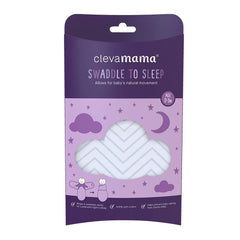 Clevamama Baby Swaddle to Sleep Wrap (White Chevron) - shown here in its packaging