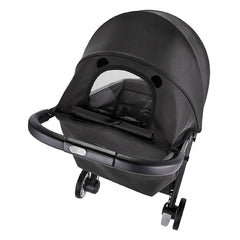 Baby Jogger City Tour 2 (Pitch Black) - rear view, showing the viewing window in the stroller`s hood