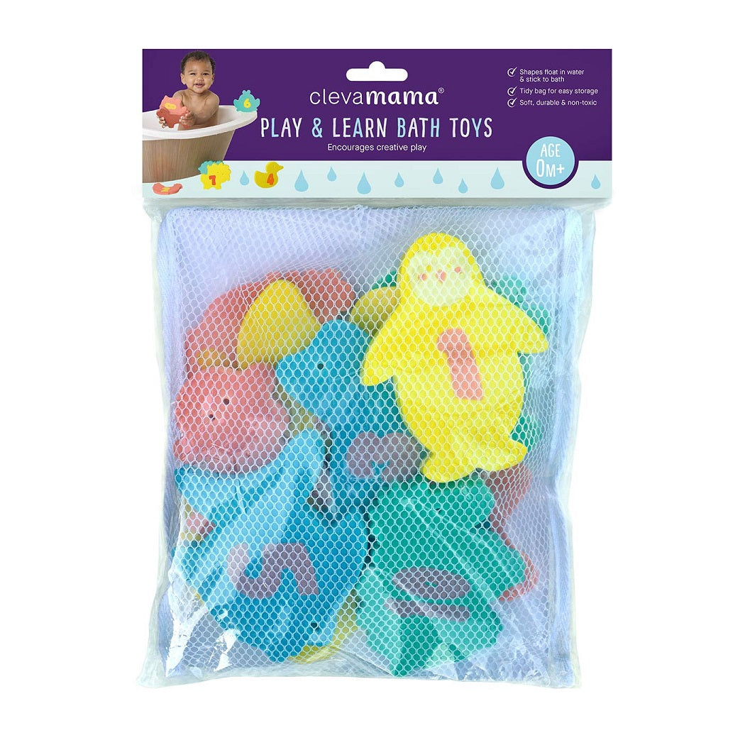 ClevaMama Baby Bath Foam Toys with Tidy Bag Multi Coloured