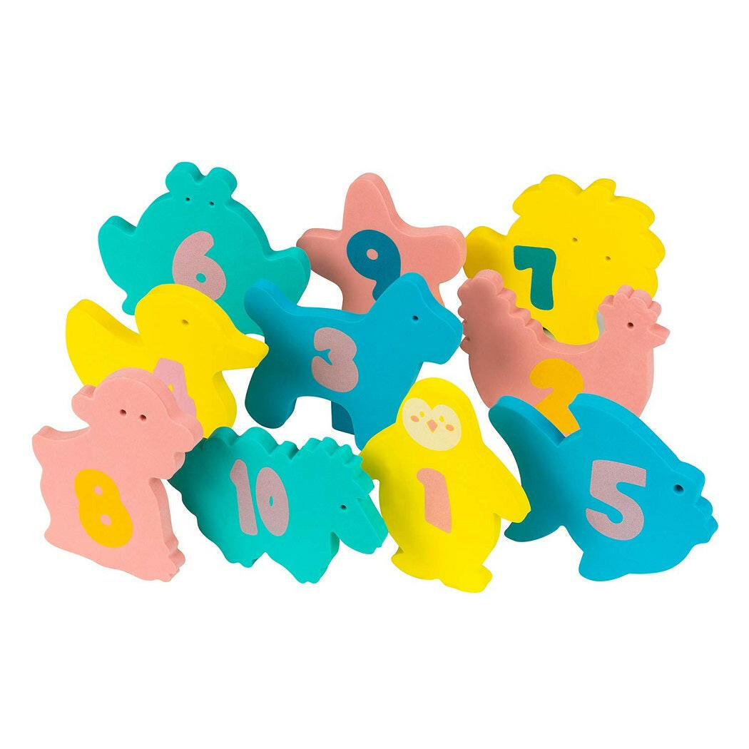 ClevaMama Baby Bath Foam Toys (Multi-Coloured) - showing the foam animal shapes