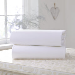 Clair De Lune Fitted Cot Bed Sheets (White) - pack of two