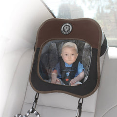 Prince Lionheart Child View Mirror (Brown) - lifestyle image, showing the mirror fitted into a car