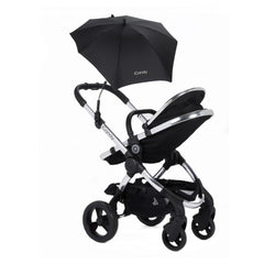 iCandy Universal Sun Parasol (Black) - showing the parasol open and attached to a pushchair (pushchair not included, available separately)