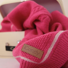 Cableknit Blanket in Rose Pink with iCandy branding