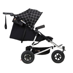 Mountain Buggy Duet v3.0 Double Stroller (Grid) - side view, shown here with seat reclined