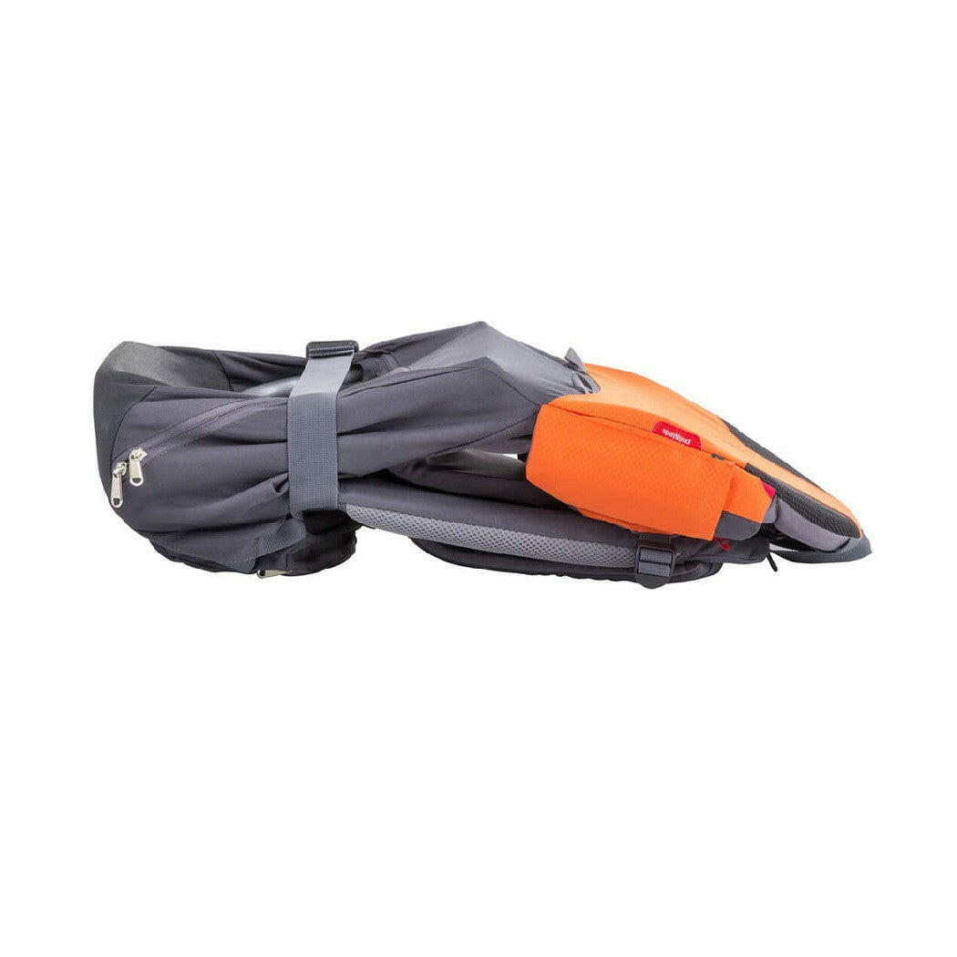 Phil & Teds Parade Baby Carrier (Orange/Grey) - side view, shown folded