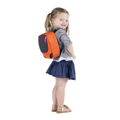 Phil & Teds Parade Baby Carrier (Orange/Grey) - lifestyle image showing mini backpack worn by small child