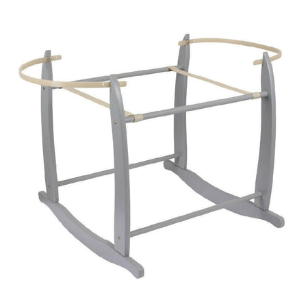 Clair de Lune 6-Piece Waffle Moses Basket Starter Set (White/Grey) - showing grey rocking stand
