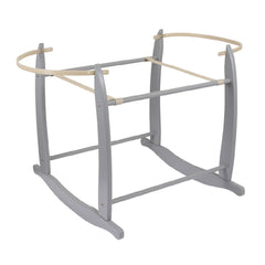 Clair de Lune 6-Piece Waffle Moses Basket Starter Set (White/Grey) - showing grey rocking stand