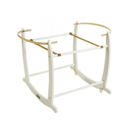 Clair de Lune 6-Piece Waffle Moses Basket Starter Set (Grey/White) - showing white deluxe rocking stand