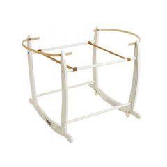 Clair de Lune 6-Piece Waffle Moses Basket Starter Set (Grey/White) - showing white deluxe rocking stand