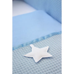 lair De Lune Waffle Star Crib Set (Blue) - showing star emblem on blue waffle quilt