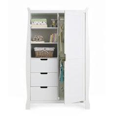 Obaby Stamford Sleigh Wardrobe (White) - toys and accessories not included