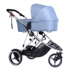 phil&teds Snug Carrycot for Dash (Blue Marl) - shown mounted onto a Dash buggy chassis (buggy not included, available separately)