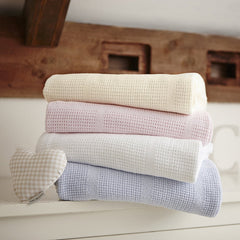 Clair de Lune Cellular Pram Blanket - lifestyle image, showing other colours