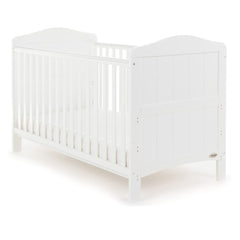 Obaby Whitby Cot Bed & UK Made Foam Mattress (White) - shown here with the mattress