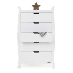 Obaby Stamford Sleigh Tall Chest of Drawers (White) - front view