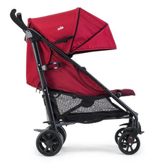Joie Brisk Stroller (Cherry) - side view, shown here with seat reclined and hood extended