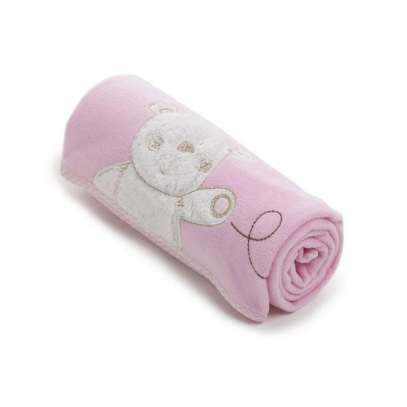 Obaby B is for Bear Appliqued Fleece Blanket (Pink)