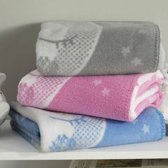 Clair de Lune Over The Moon Fleece Blanket - showing the available colours