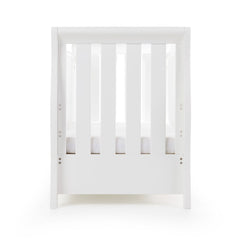 Obaby Stamford Luxe Sleigh Cot Bed with Drawer (White) - end view
