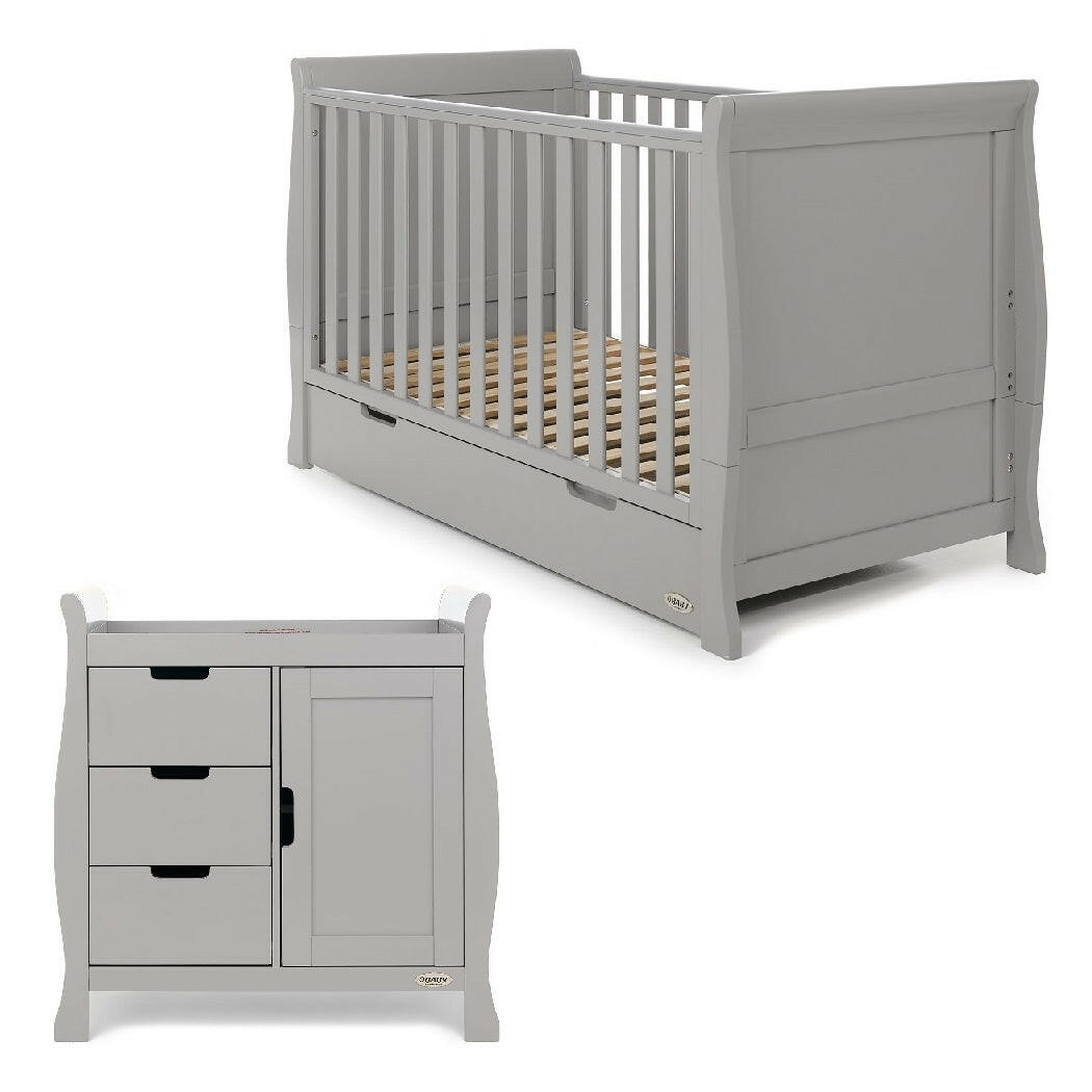 Obaby Stamford Classic Sleigh 2 Piece Room Set Warm Grey