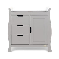 Obaby Stamford Classic Sleigh 2 Piece Room Set (Warm Grey) - quarter view, shown here is the changing unit