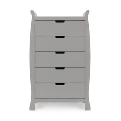 Obaby Stamford Classic Sleigh Tall Chest of Drawers (Warm Grey) - front view