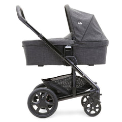 Joie Chrome DLX Carrycot (Pavement) - side view, showing the carrycot and chassis together as the pram
