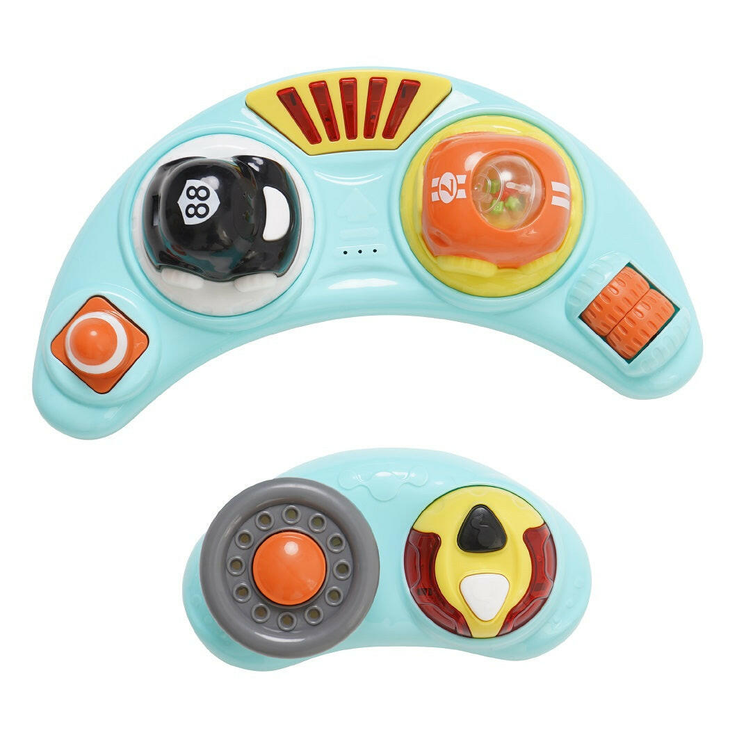 MyChild Roundabout 4-in-1 Activity Walker (Neutral) - overhead view, showing the interactive toy trays