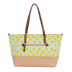 Pink Lining Notting Hill Tote Changing Bag (Sunflowers) - rear view, showing the shoulder straps