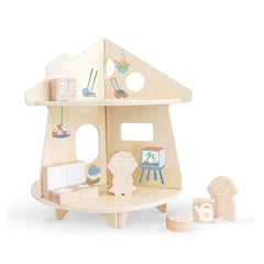 Oribel PortaPlay House of Fun (White Wood) - showing the house with its furniture and character blocks